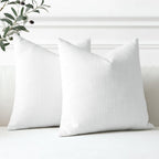 Otostar Linen Throw Pillow Covers Set Of 2 Decorative Square Pillowcases Cushion Covers 22X22 Inch For Home Decor Sofa Bedroom Car 55 X 55 Cm Pure White