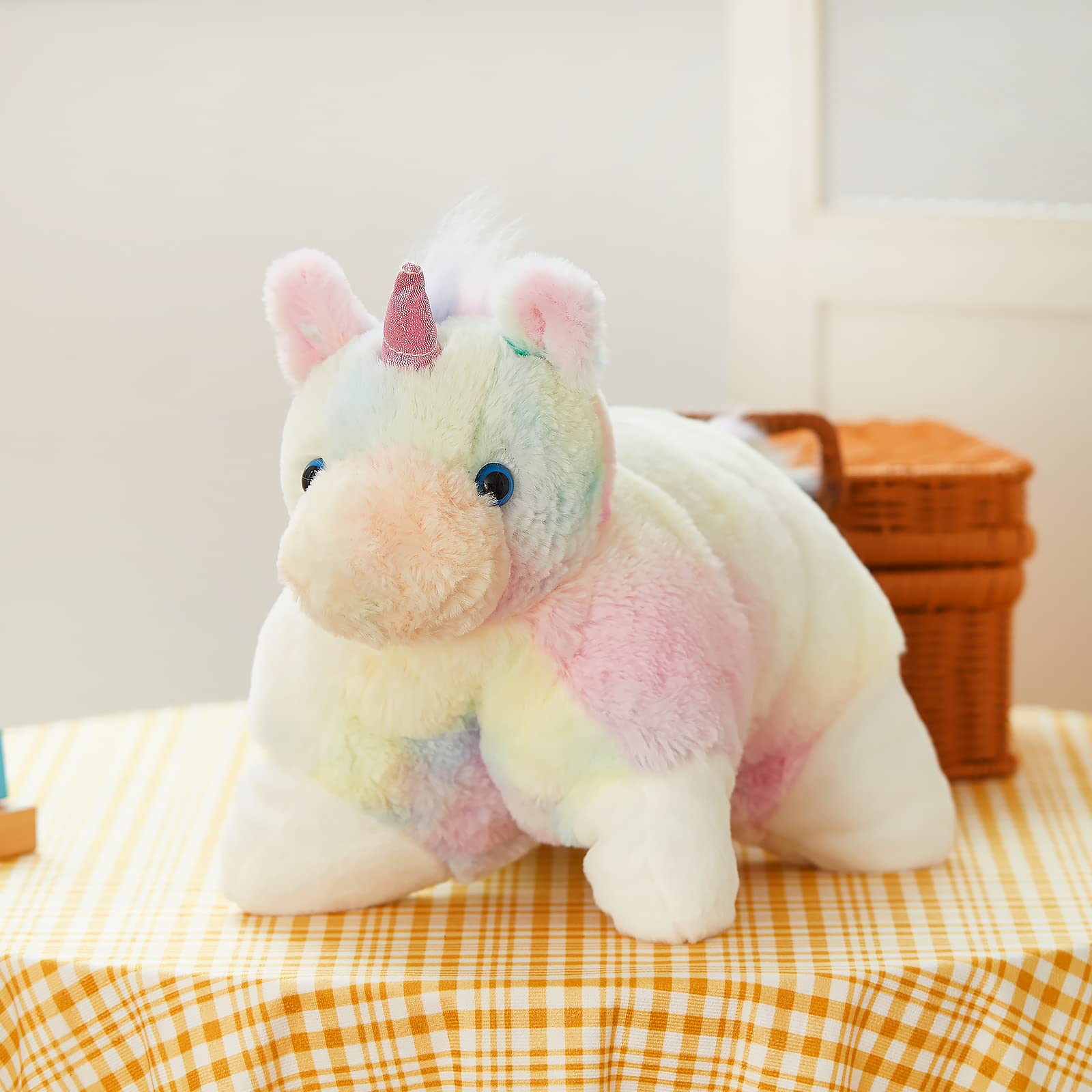 Glow Guards 16' Rainbow Unicorn Stuffed Animal Cute Soft Lovely Colorful Plush Toy Pillow Bedtime Sofa Decors Birthday Christma