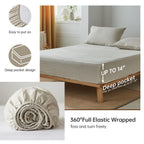 Simple&Opulence 100% Belgian Linen Sheet Set Handmade Hemstitch Linen Queen Size Bed Sheet-4 Piece (1 Flat Sheet+1 Fitted Sheet+