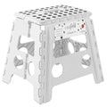 Casafield 13 Folding Step Stool with Handle, White - Portable Collapsible Small Plastic Foot Stool for Adults - Use in The Kitch