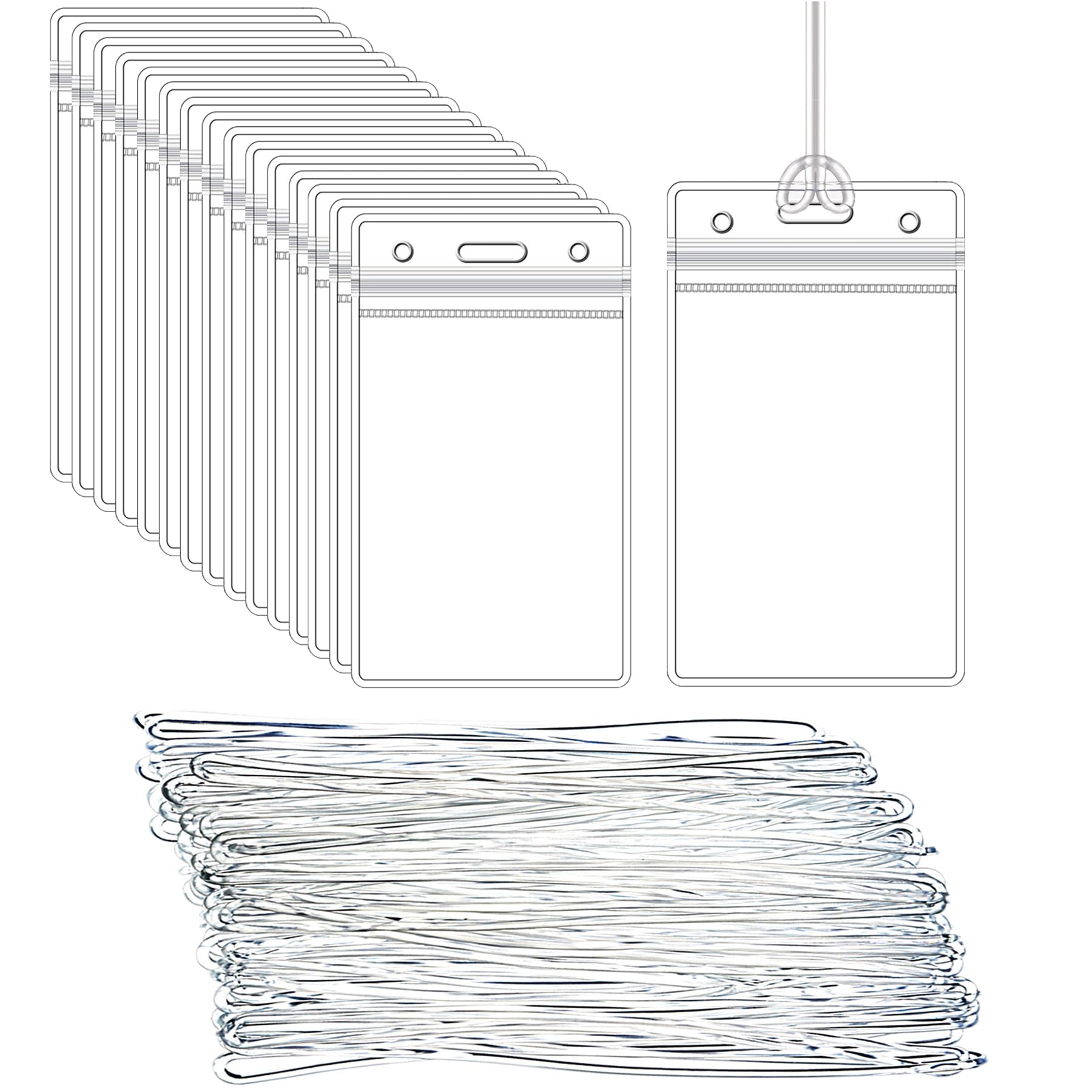 50 Pcs Clear Luggage Tags Bag Tags Holder Identification Id Card Badge Holder With 50 Pcs Clear Luggage Tag Loop Straps For Busi