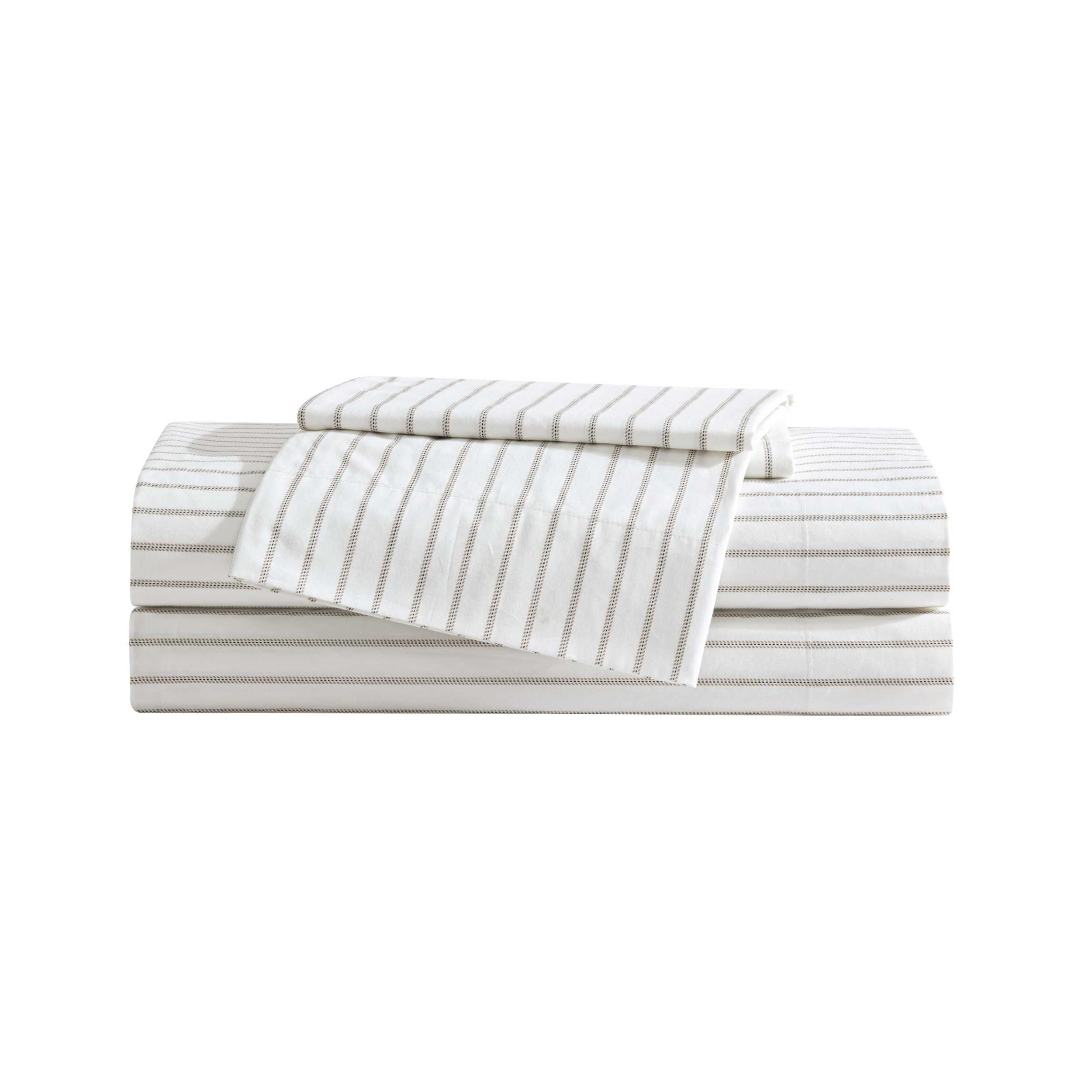 Eddie Bauer - Full Sheet Set, Cotton Percale Bedding Set, Super Soft And Cozy Home Decor, Oeko-Tex Certified (Essential Stripe B