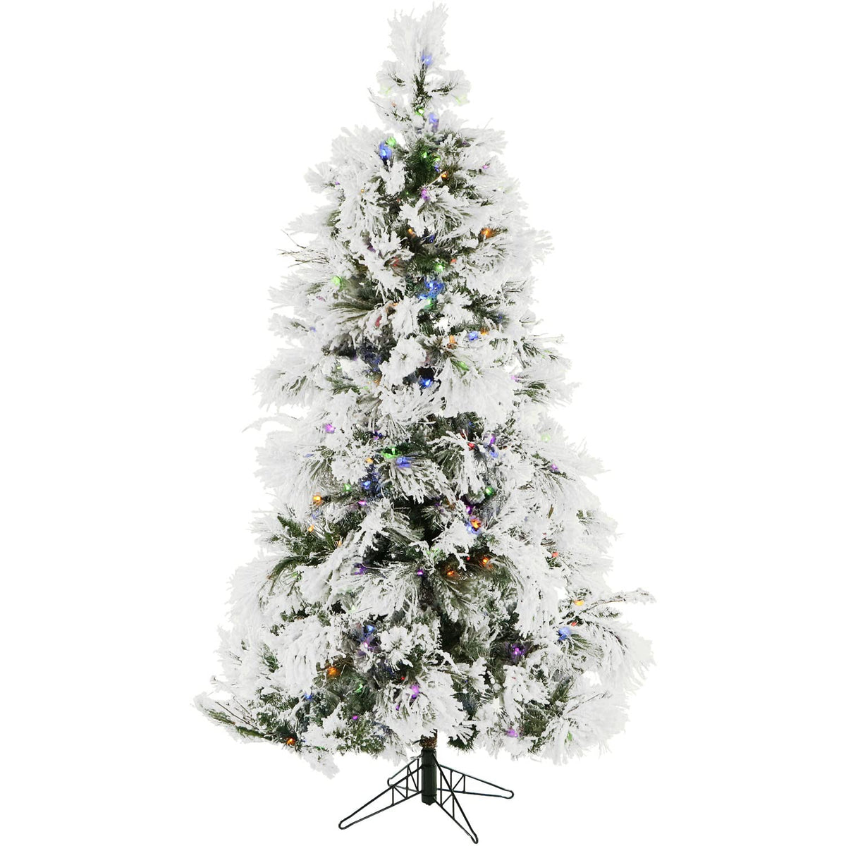 Christmas Time 5.0-Foot Pre-Lit Frosted Fir Flocked Slim Christmas Tree, Warm White Led Lights, Ct-Ff050-Ledfl, Snow