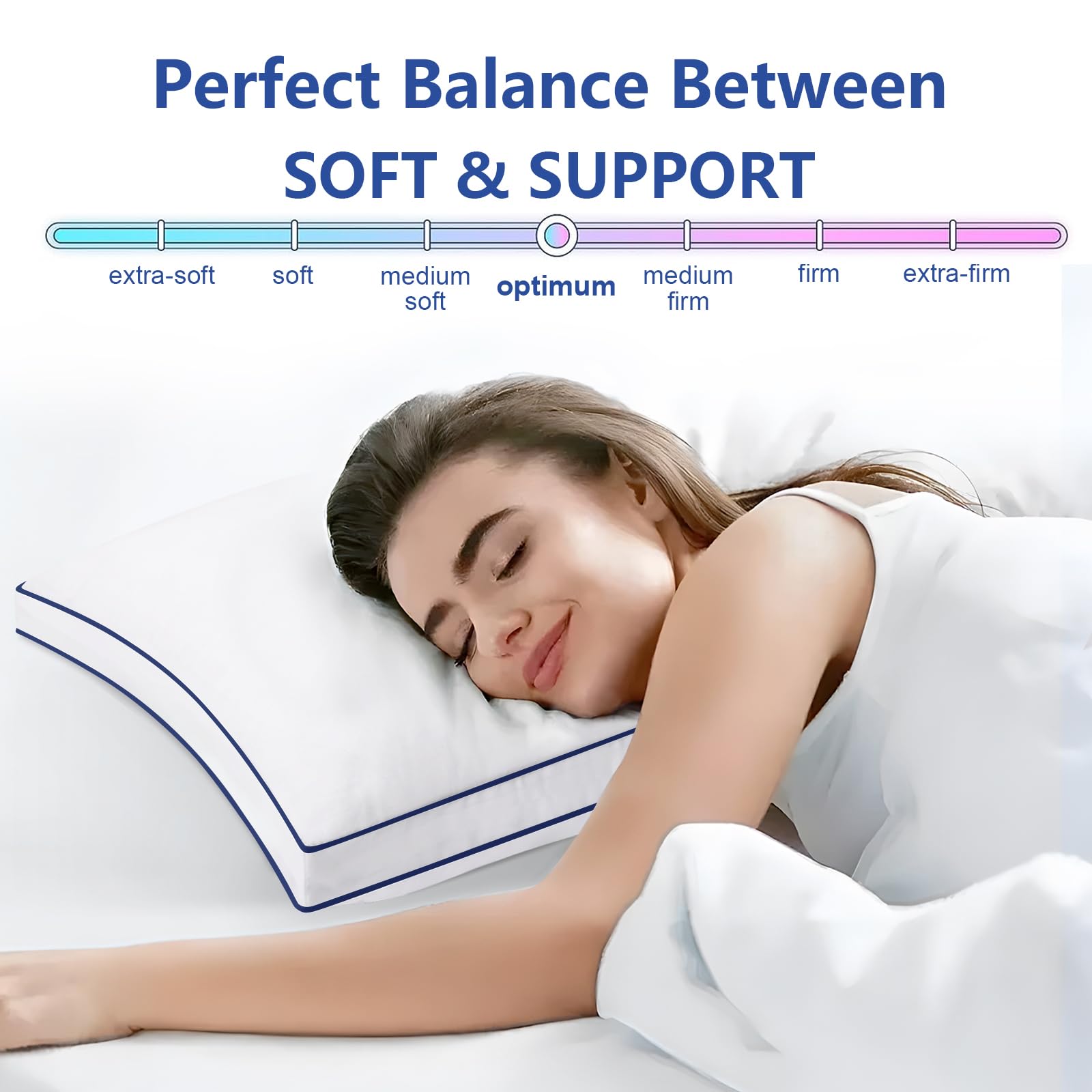 Premium Pillows King Size Set Of 2, Fluffy And Supportive 7D Down Alternative Bed Pillows, Luxury Soft Hotel Quality Gusseted Pi