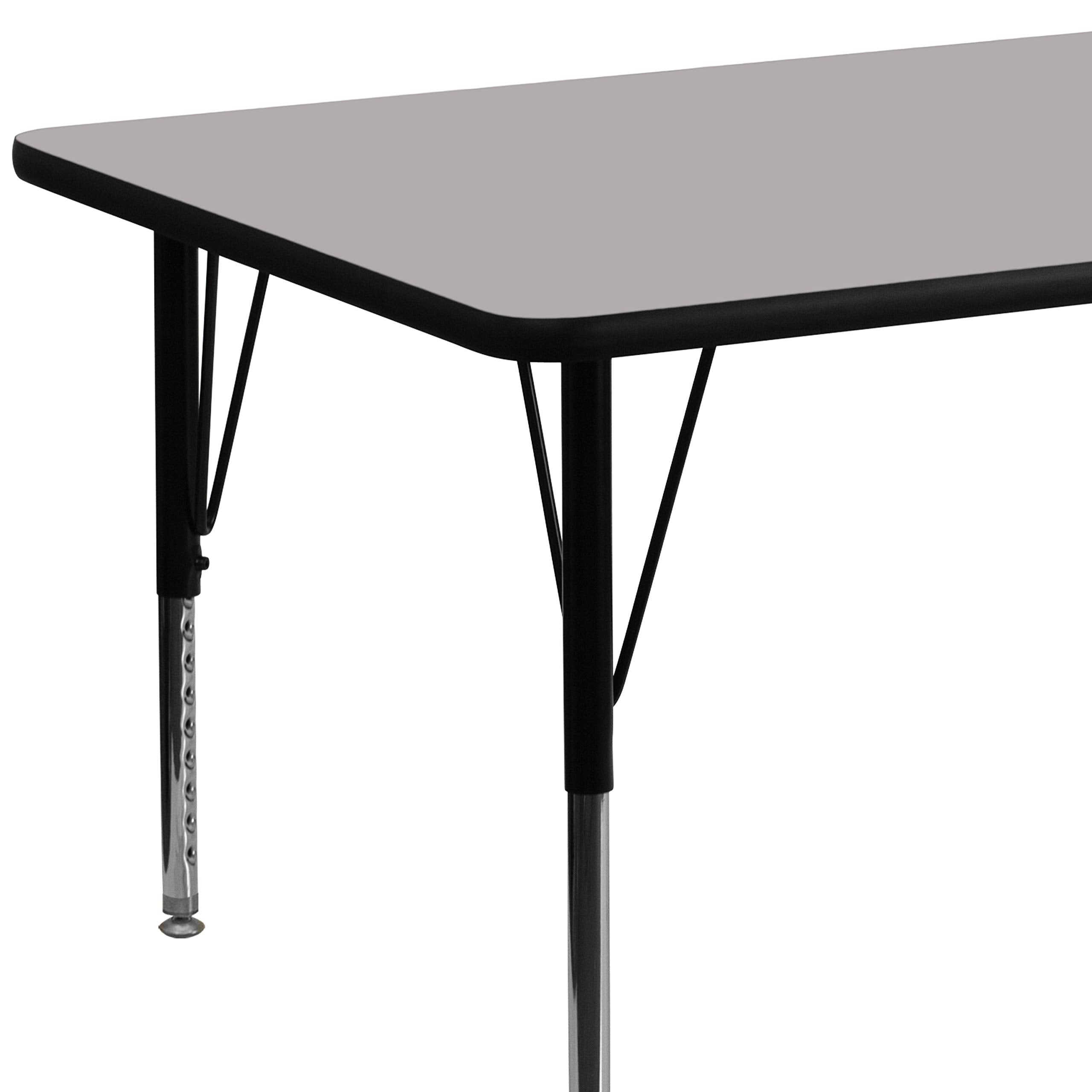 Flash Furniture Wren 30''W x 72''L Rectangular Grey Thermal Laminate Activity Table - Height Adjustable Short Legs