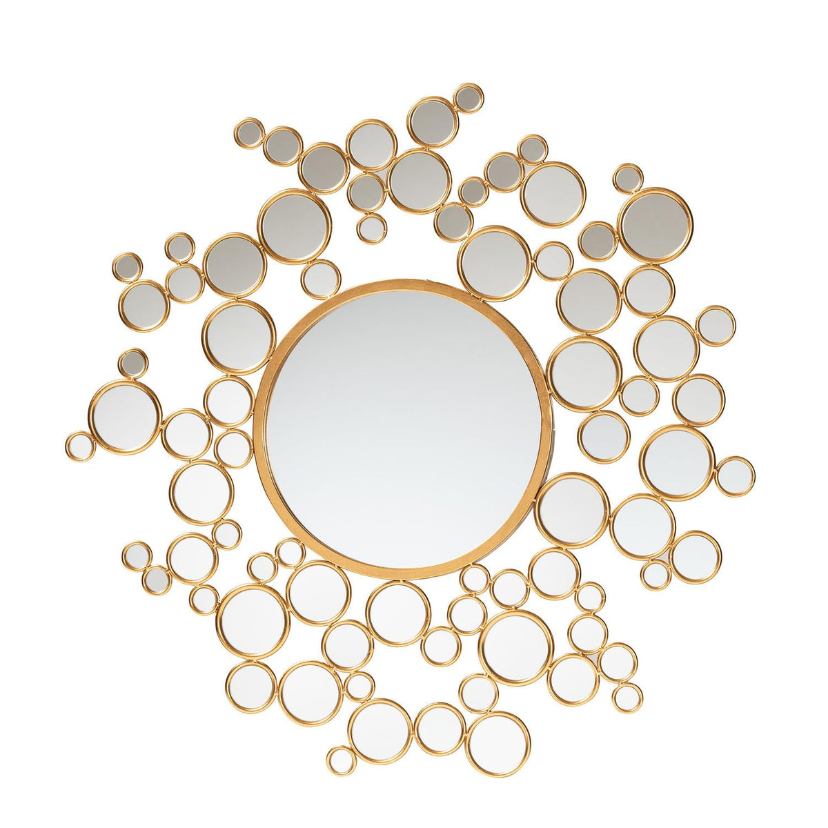 Baxton Studio Castiel Modern Glam And Luxe Antique Goldleaf Metal Bubble Accent Wall Mirror