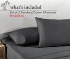 California Design Den 100% Cotton Pillow Cases Standard Size Set Of 2, Soft & Cooling Sateen Weave Pillow Cases Queen (Grey)