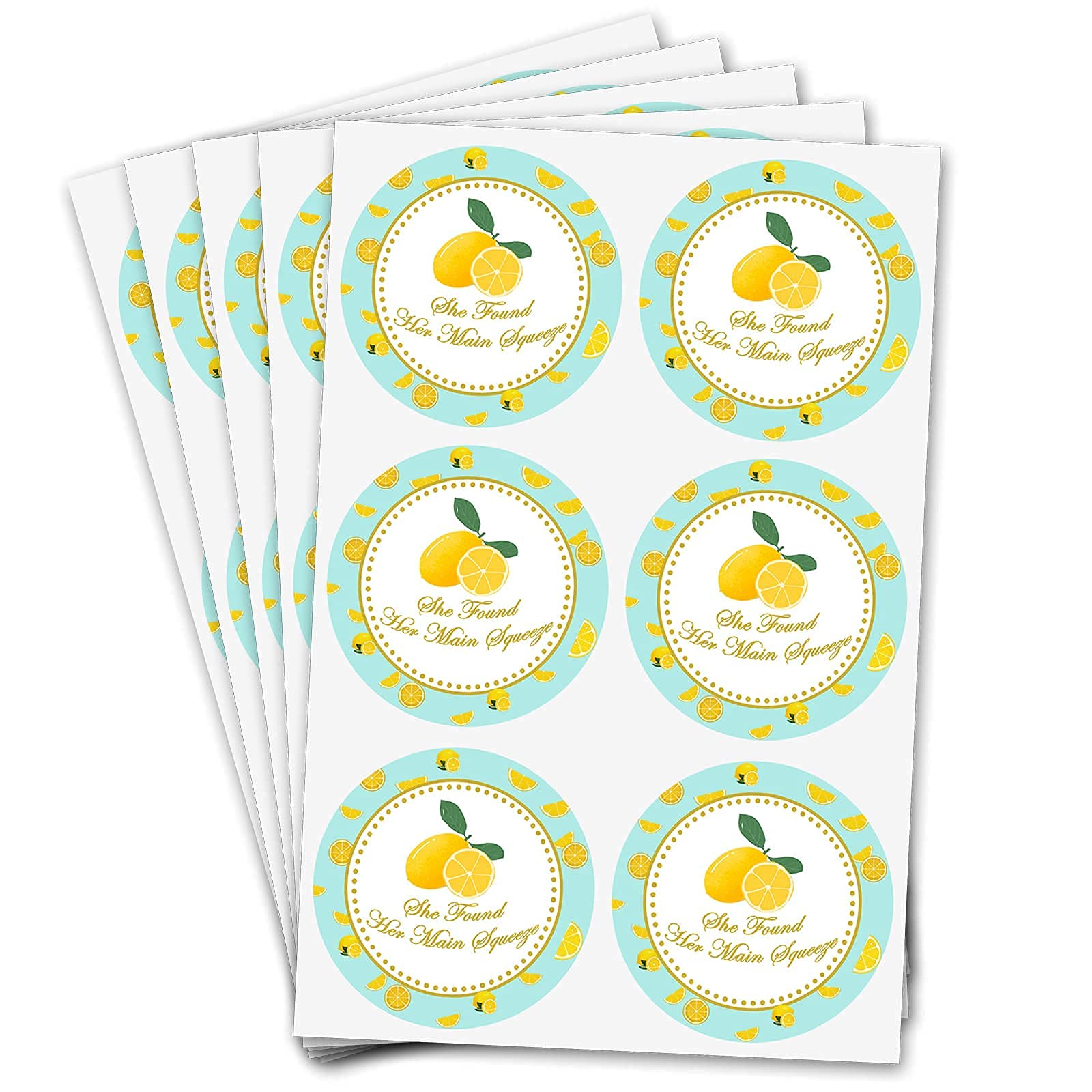 She Found Her Main Squeeze Lemon Bridal Shower Favor Stickers,Lemon Stickers Great For Party Favors, Envelope Seals And Goodie B