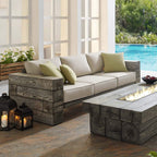 Modway Manteo Outdoor Patio Sofa With Light Gray Beige Sunbrella Cushions