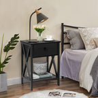 Vecelo Nightstands, Modern End Side Tables,Night Stand With Drawer &Storage Shelf For Bedroom Living Room Office Lounge, 2, Black