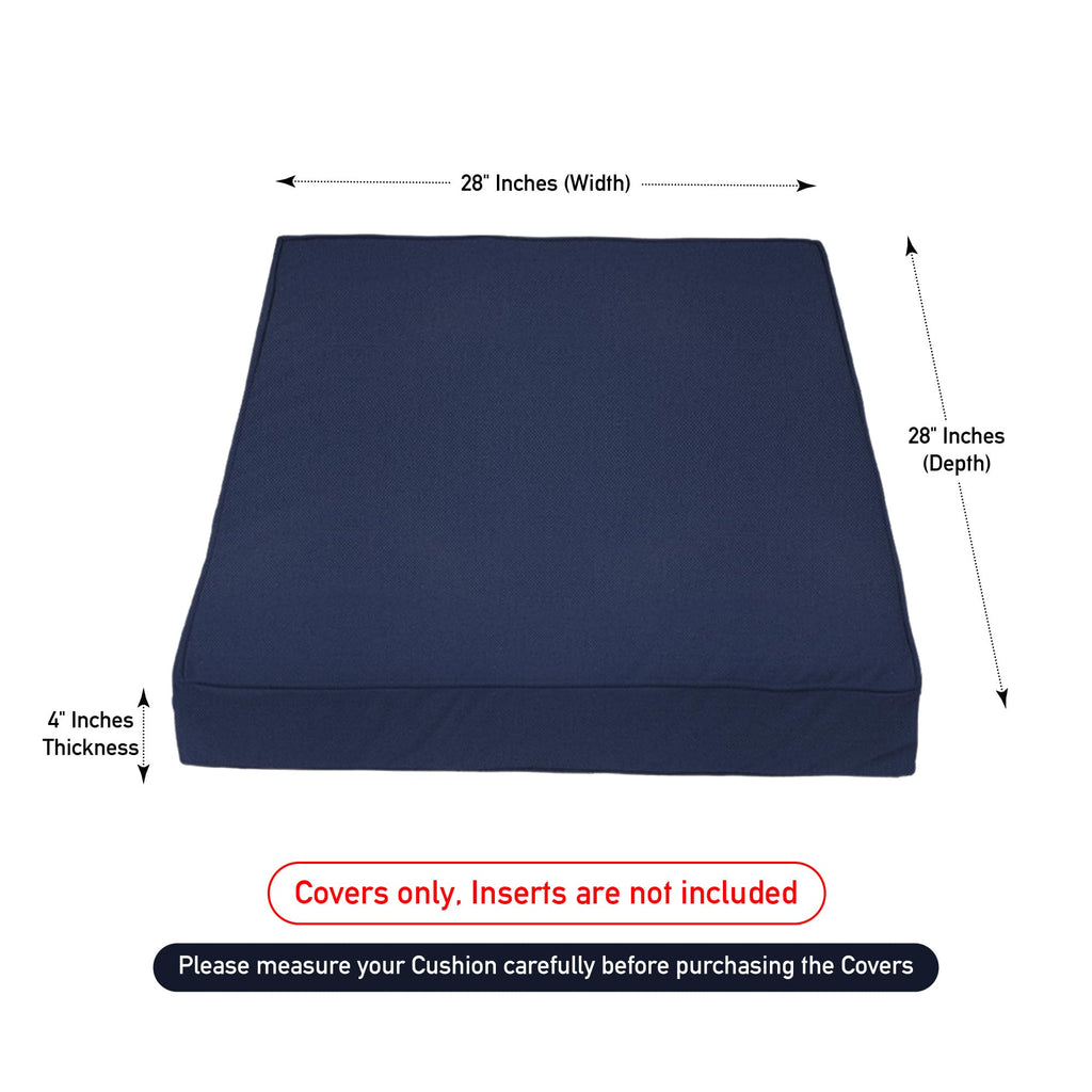 Covers & All Square Outdoor Patio Cushion Slipcovers For Furniture, Armchair, Water, Tear & Uv Resistant Pu Polyester Slipcover With Zippers (Pack Of 2) (28' L X 28' W X 4' Thick, Navy Blue)