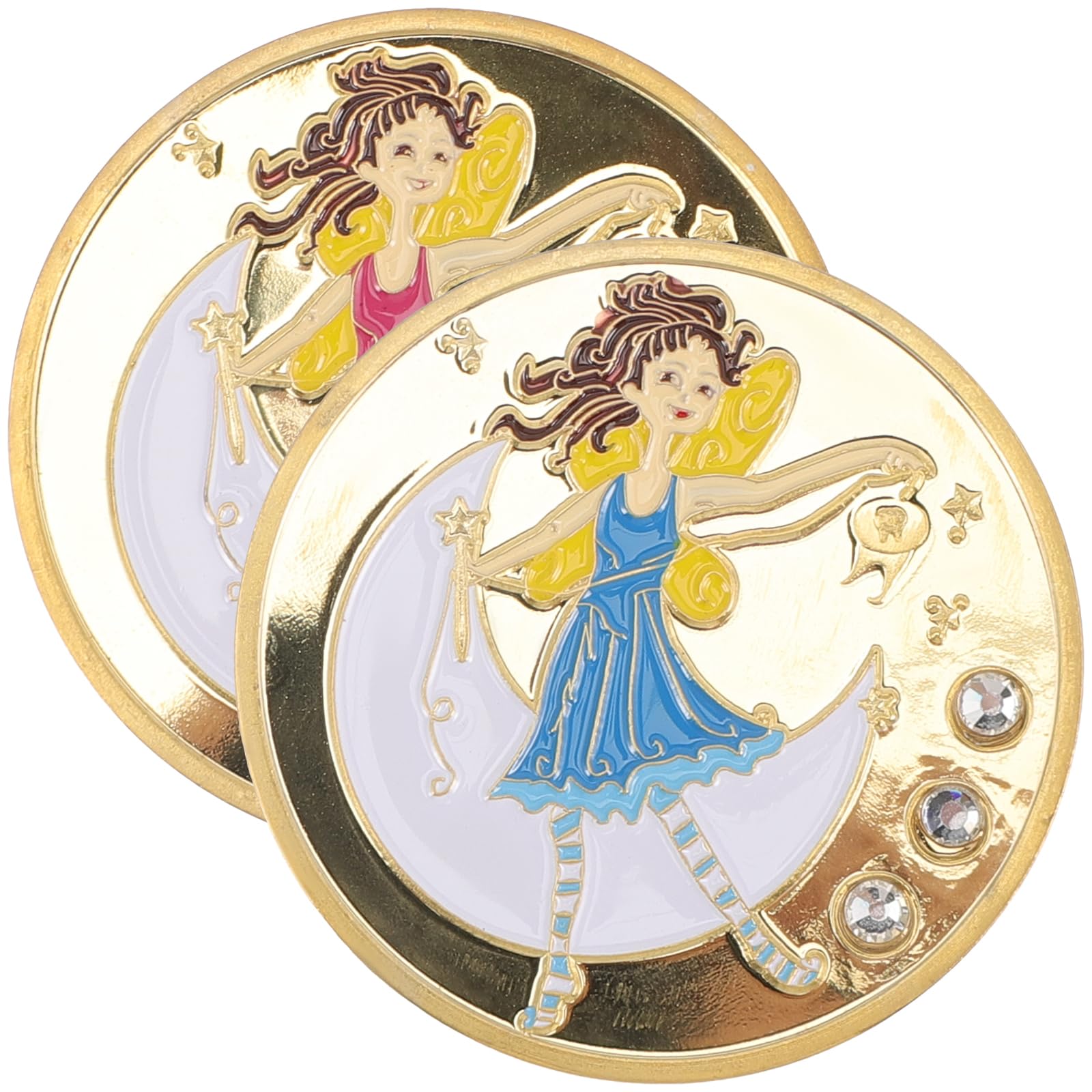 Toddmomy 2Pcs Tooth Fairy Coins Reward Commemorative Coin Money Novelty Coin Lost Teeth Reward No Fading Tooth Coin Gift For Los