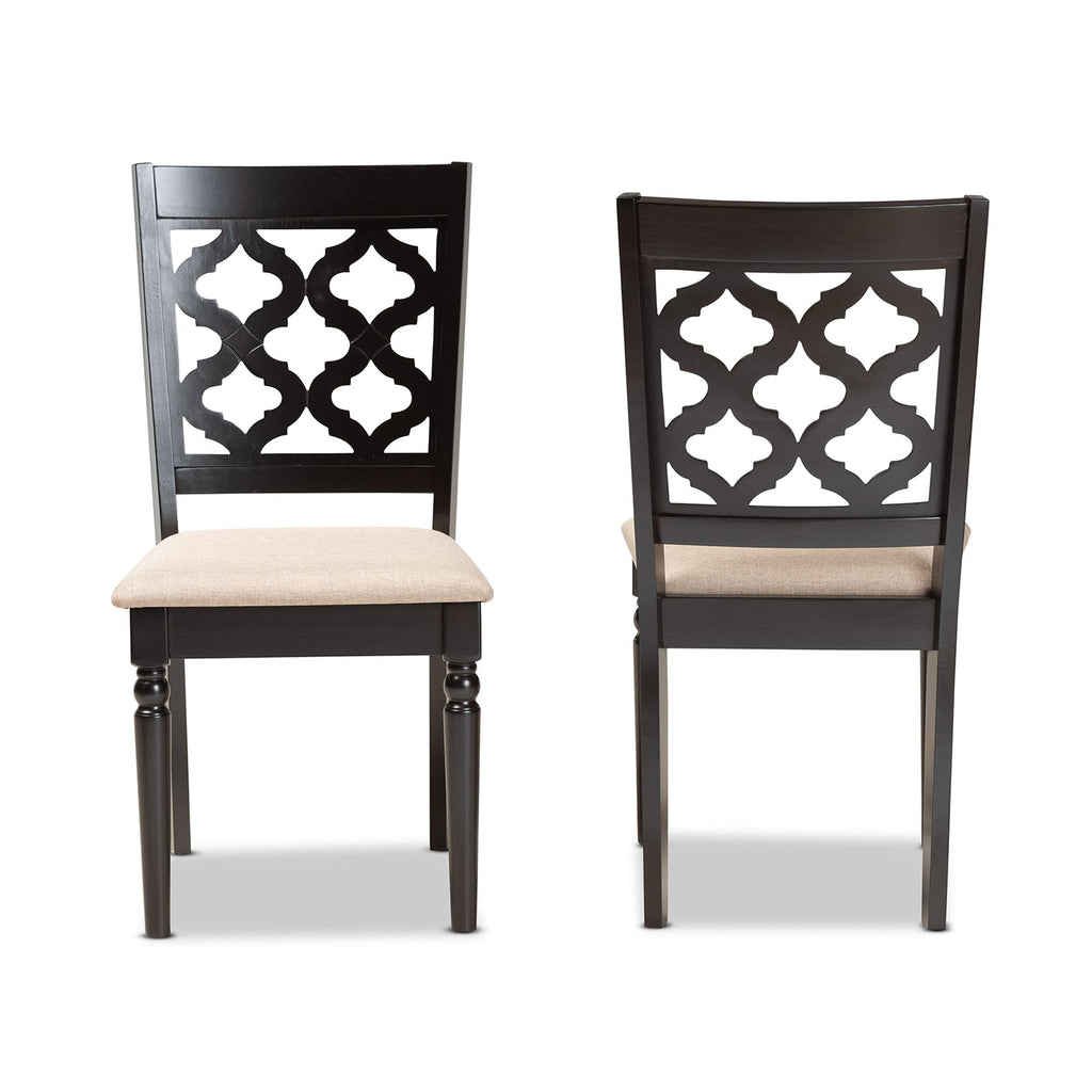 Baxton Studio Sand Upholstered and Brown Finished Wood 2-Piece Dining Chair Set