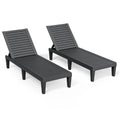 NBYSGO Outdoor Chaise Lounge Chairs Set of 2, 5-Position Adjustable Tanning Lounge Chairs with Wood Texture, All-Weather Resin P