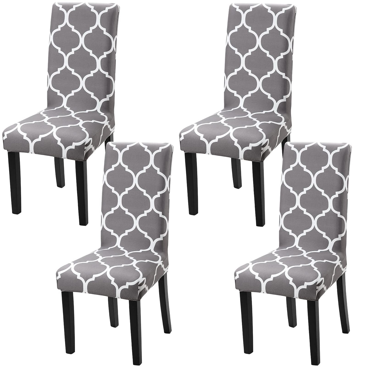 Yisun Dining Room Chair Slicovers Stretch Chair Covers For Dining Room Parsons Chair Slipcover Kitchen Chair Covers (Set Of 4, Gray/White)