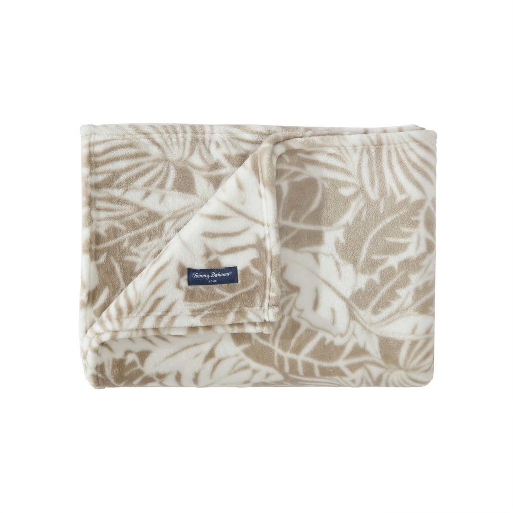 Tommy Bahama - Throw Blanket, Plush Fleece Bedding, Tropical Home Decor For Bed Or Couch (Costa Blanca Beige, 50' X 70')