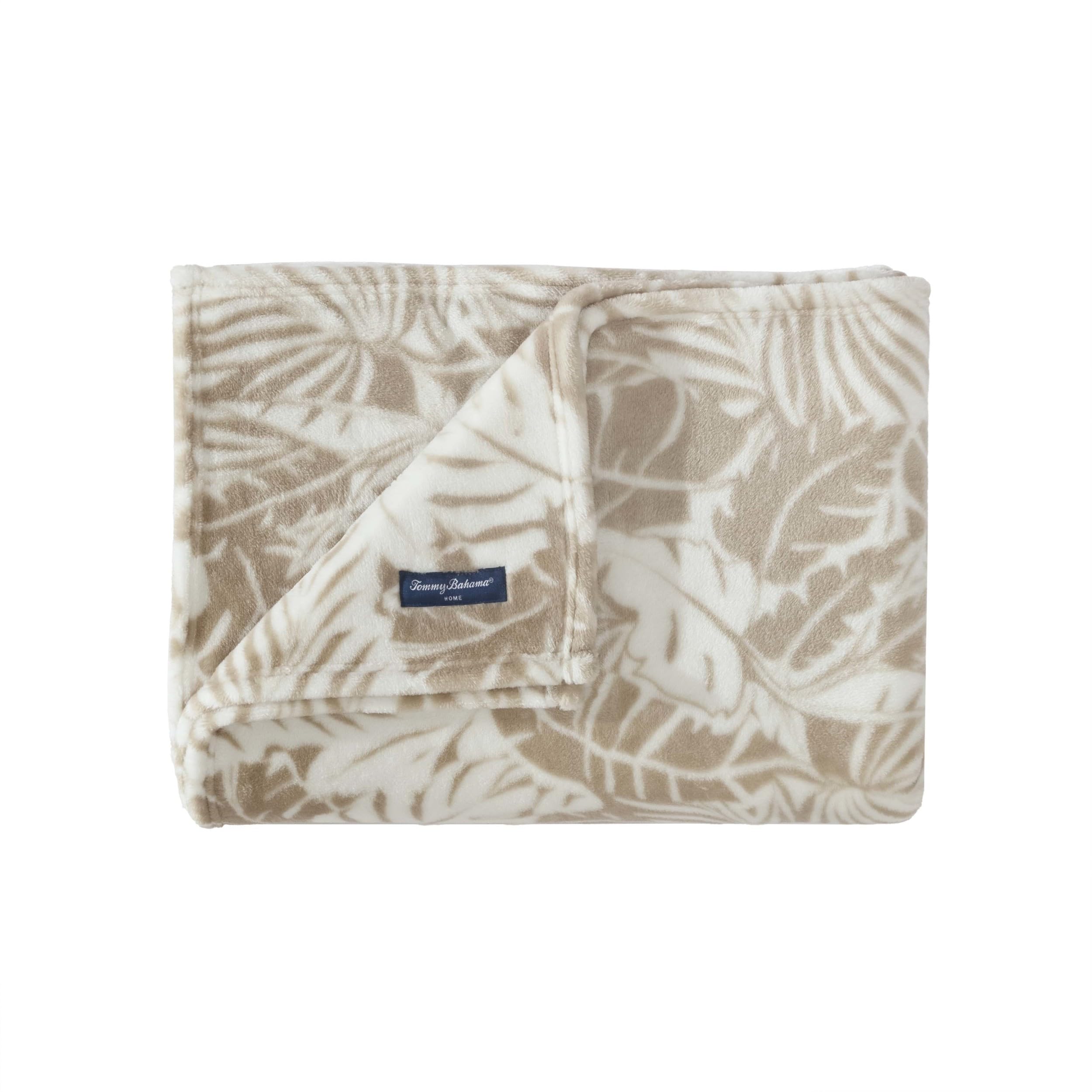 Tommy Bahama - Throw Blanket, Plush Fleece Bedding, Tropical Home Decor For Bed Or Couch (Costa Blanca Beige, 50' X 70')
