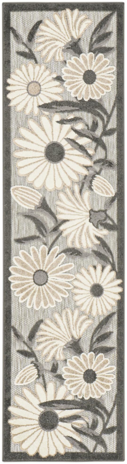 Nourison Aloha Outdoor Beige 2'3' X 12' Area Rug, Easy Cleaning, Non Shedding, Bed Room, Living Room, Dining Room, Deck, Backyard, Patio (2X12)