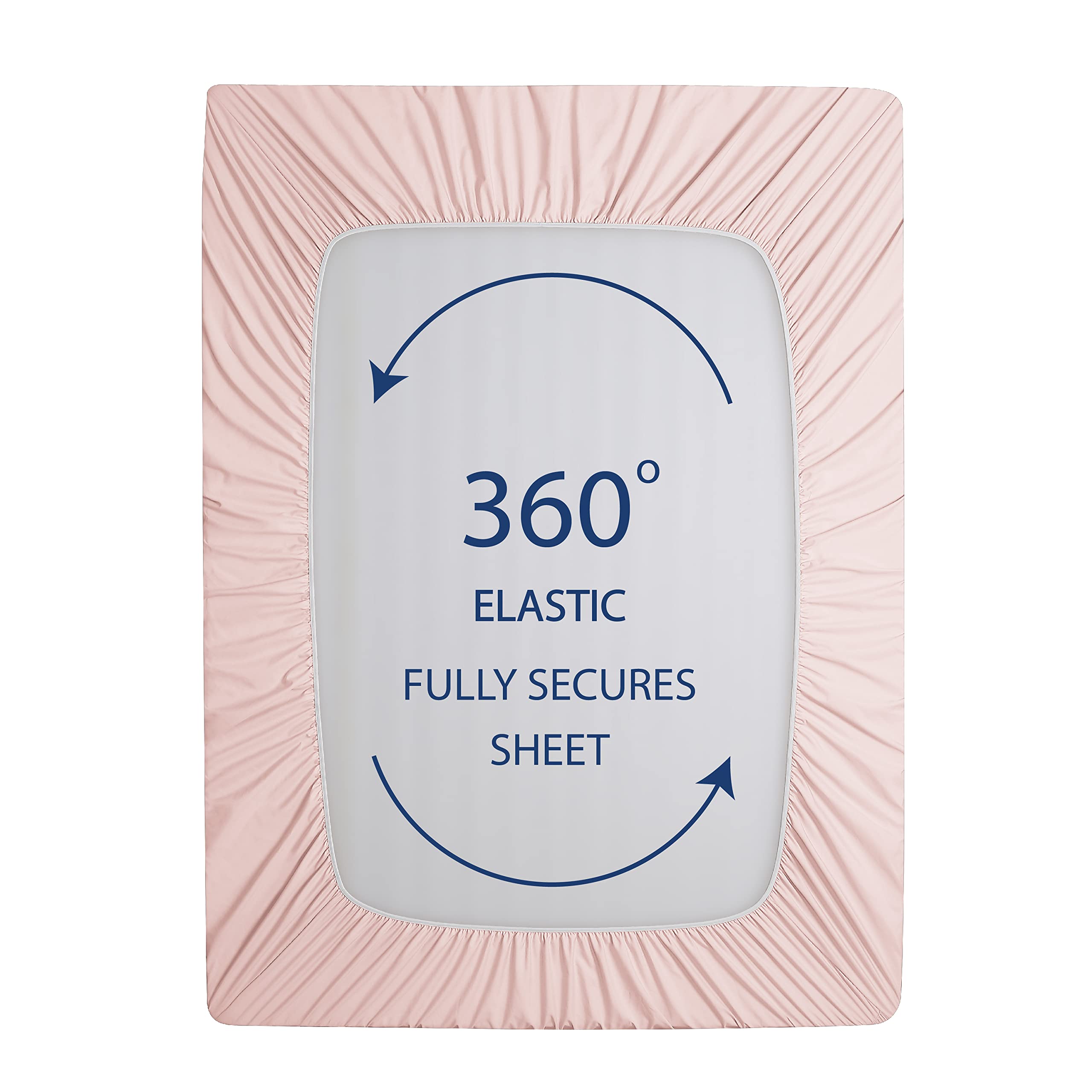 Cathay Home Twin Fitted Sheet - Double Brushed Ultra Soft – Wrinkle & Fade Resistant - 16' Deep Pocket Fitted Sheet Only - Good Fit For 14'-18' Deep Mattress (Twin, Blush)