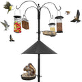 Easygo Product Squirrel Proof Bird Feeder - Wild Bird Station - Powder Coated 81 Inch Steel Pole - Squirrel Baffle - 4 Bird Feed