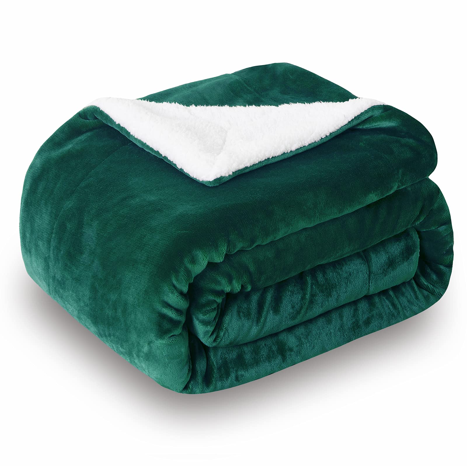 Sochow Sherpa Fleece Throw Blanket, Double-Sided Super Soft Luxurious Plush Blanket Twin Size 60 Inchx80 Inch, Green