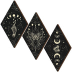 Ferraycle 3 Pcs Rustic Boho Wall Decor Moon Phases Butterfly Wall Art Stars Moon Decor Minimalist Room Decor Wooden Gothic Witch