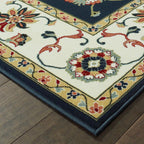HomeRoots 509125 8 x 11 ft. Navy & Ivory Oriental Power Loom Stain Resistant Rectangle Area Rug
