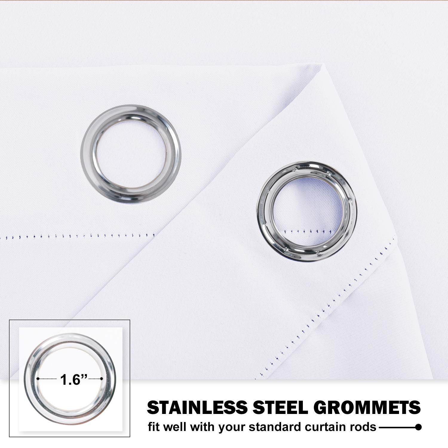 Nicetown Half Window Tiers Curtain For Kitchen, 50% Blackout Small Curtains Grommet-Top Window Treatment Drapes For Office/Classroom/Bathroom/Thanksgiving, 2 Panels, 42W By 30L, Pure White