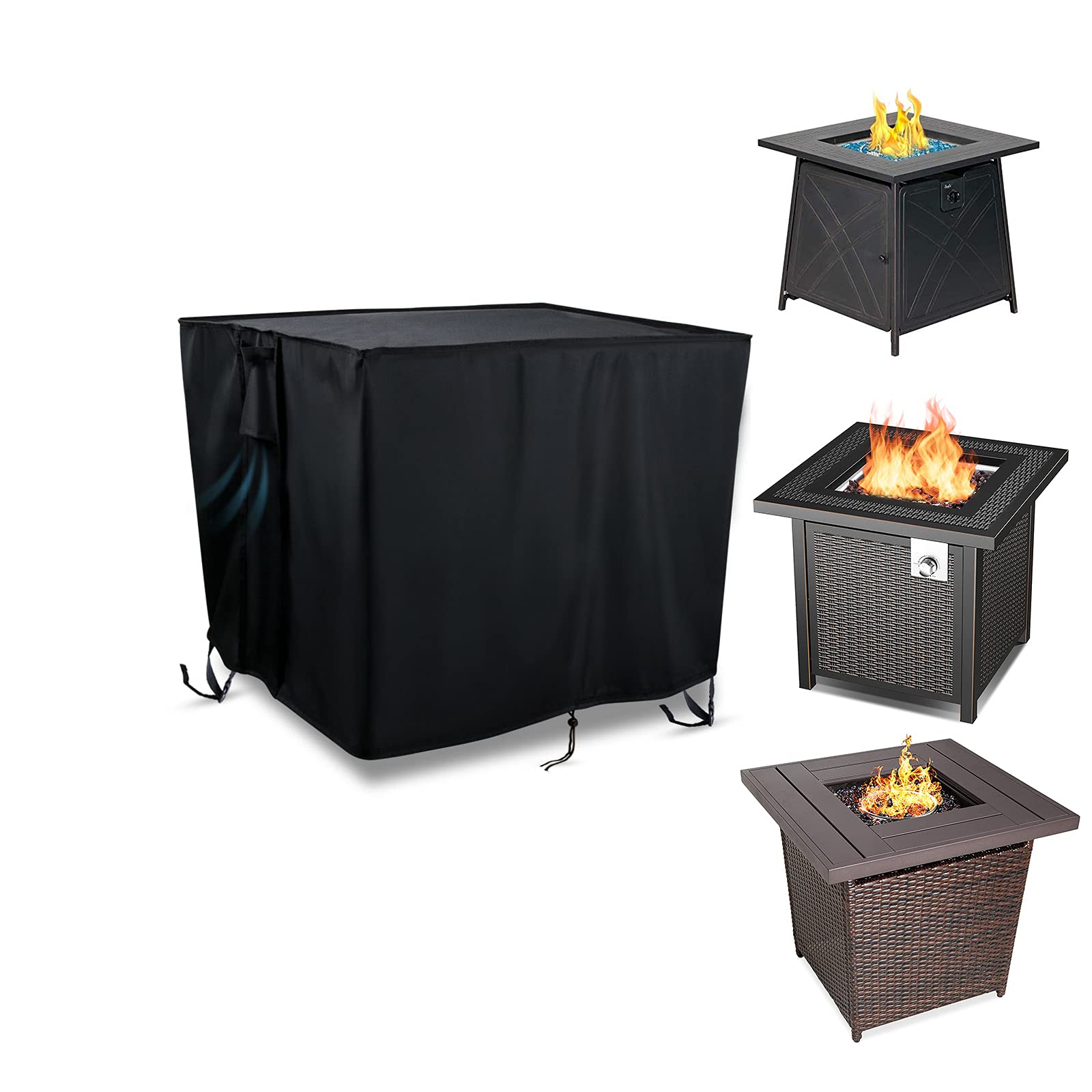 Theelves Fire Pit Cover,28 Inch Patio Fire Pit Covers Square Gas Firepit Table Cover For Outdoor Propane Fire Pit - 28X28X25Inch