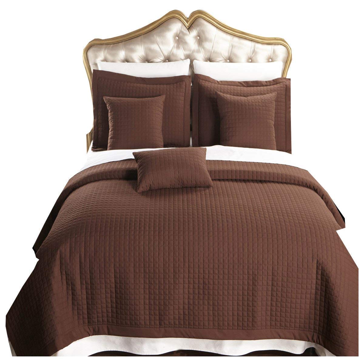 Royal Hotel Bedding Checkered Style Soft And Plush Coverlet, 3Pc Set Stitched Filled Bedspread, Extra Soft Bed Cover, Checkered