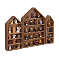 Ikee Design 3 Pcs Set House-Shaped Shelf Wooden Shadow Cubby Box Display Shelf Organizer Storage Display Shadow Box for Mini Fig