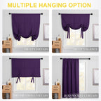 Nicetown Thermal Insulated Blackout Curtain - Tie Up Shade Drape For Narrow Window/Kitchen/Halloween Present (Royal Purple, Rod