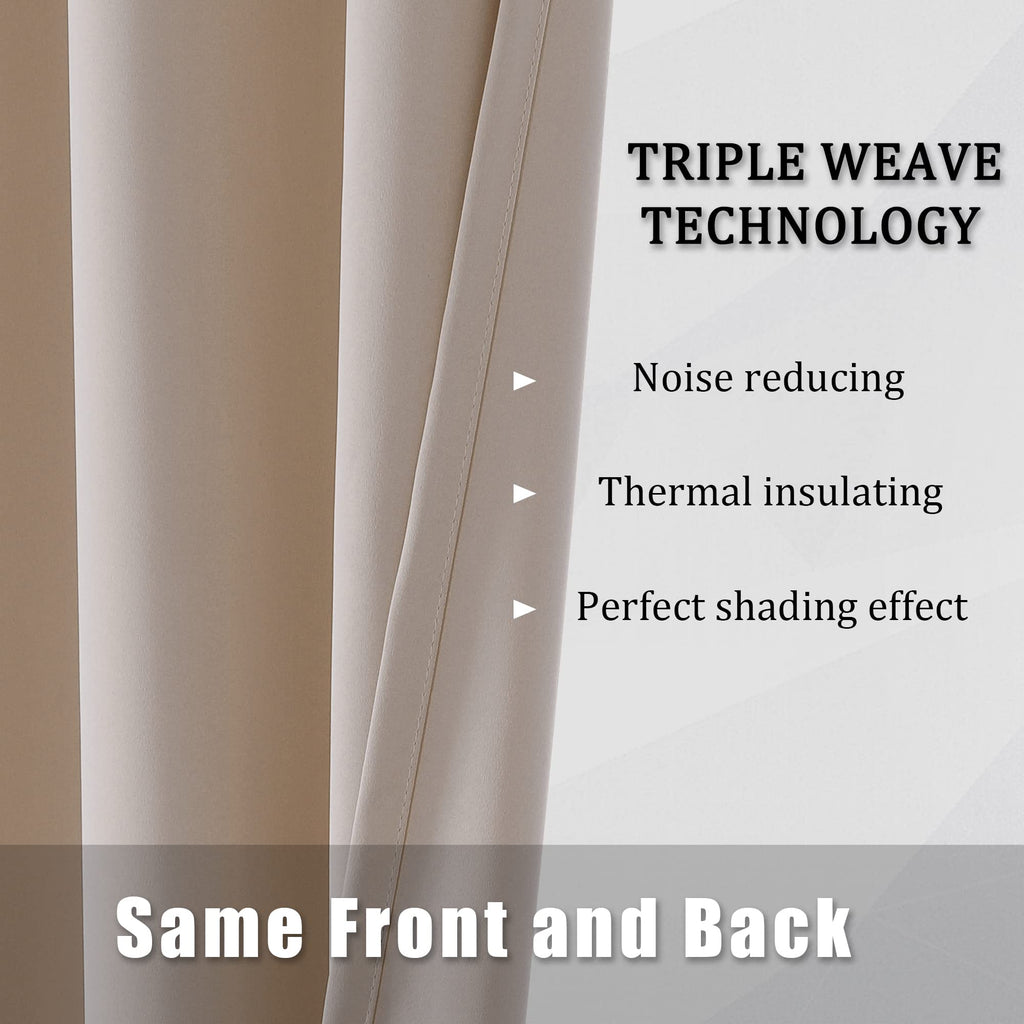 Dualife Light Brown Curtains For Bedroom Short Windows Solid Blackout Curtain Panels Thermal Insulated Grommet Top Room Darkenin
