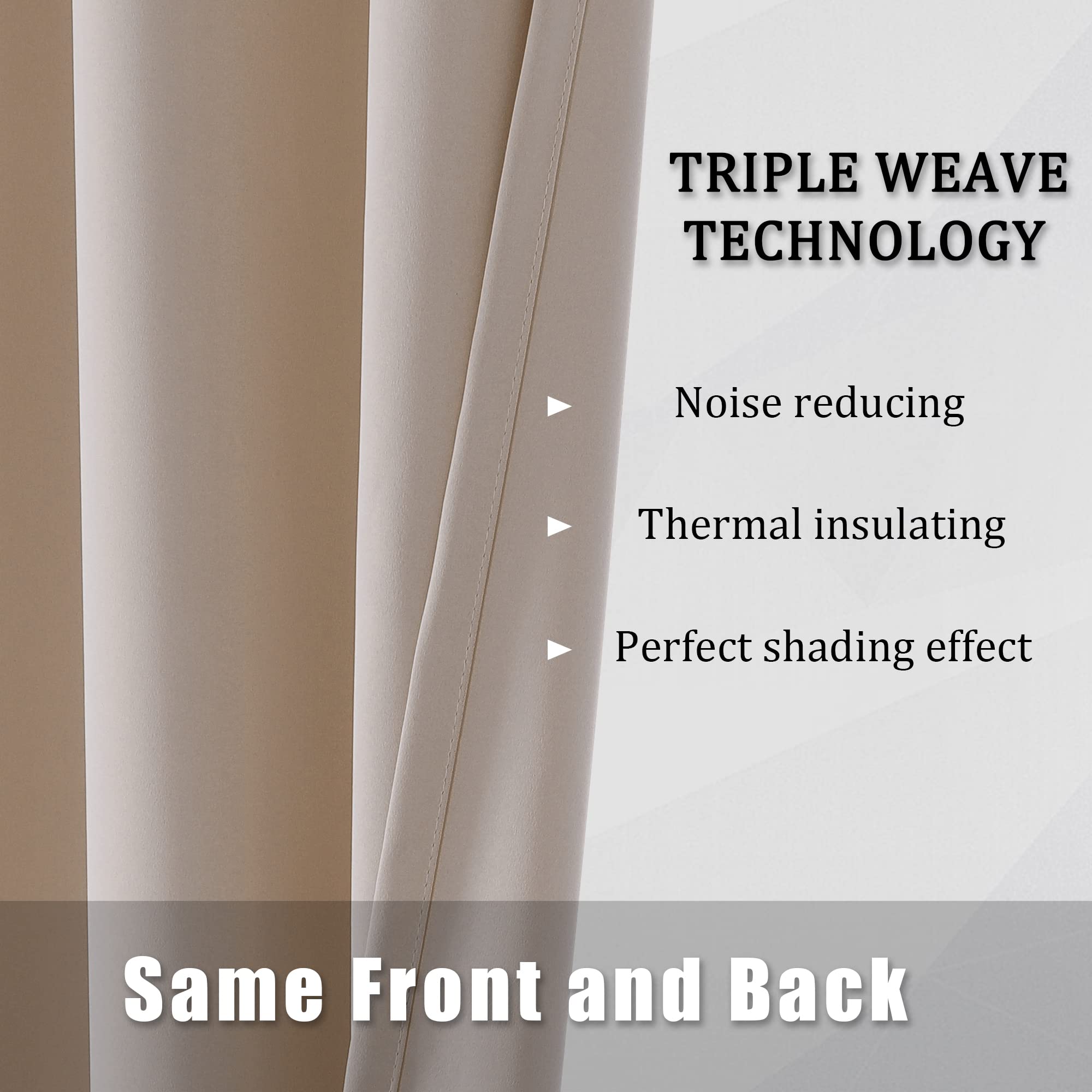 Dualife Light Brown Curtains For Bedroom Short Windows Solid Blackout Curtain Panels Thermal Insulated Grommet Top Room Darkenin
