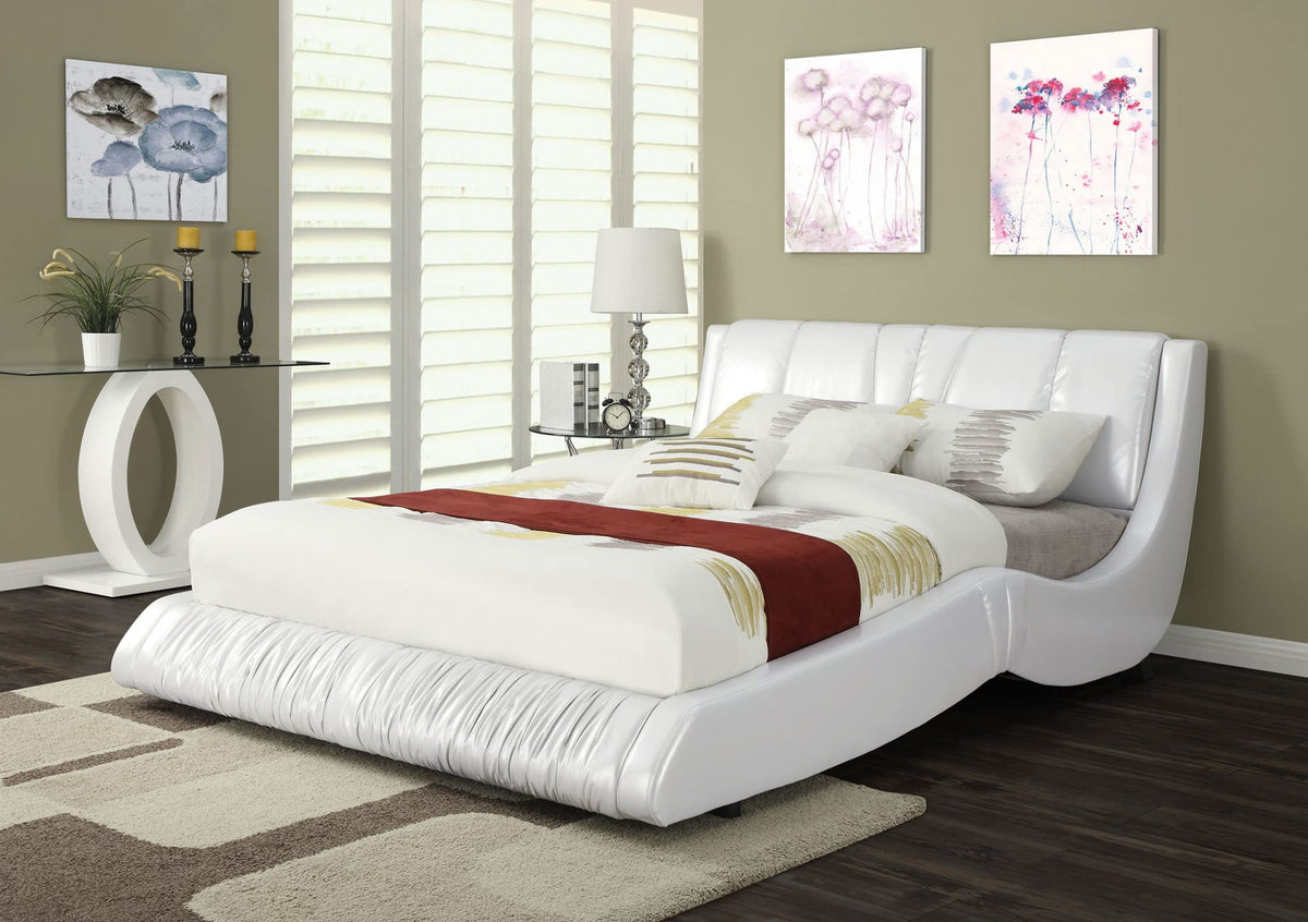 HomeRoots King Bed, Ivory PU - PU, CA Foam (TB117) Ivory PU