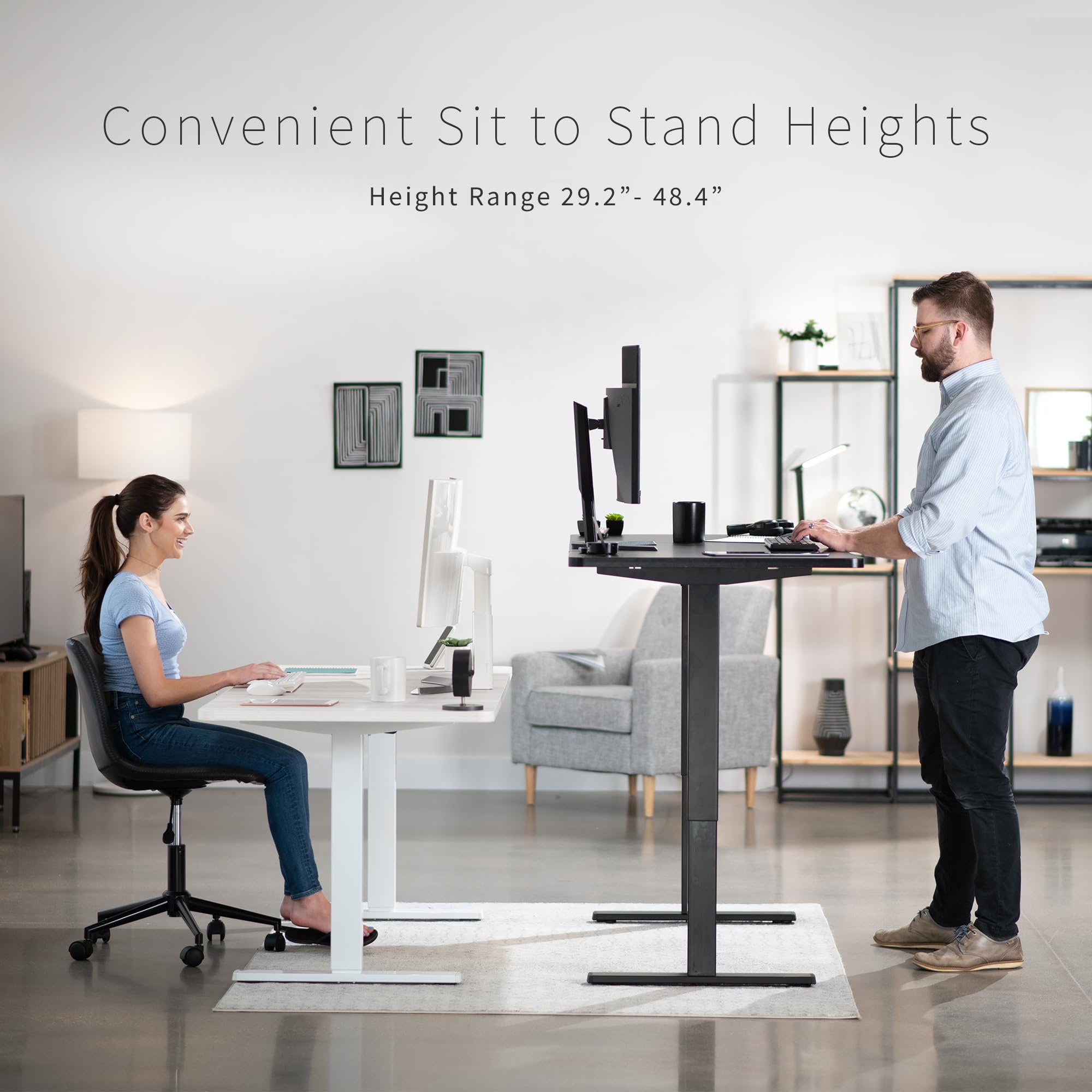 Vivo Electric 60 X 30 Inch Standing Desk Workstation, Memory Controller Height Adjustment, 1B Series, White Top Black Frame, Desk-Kit-1B6W-30