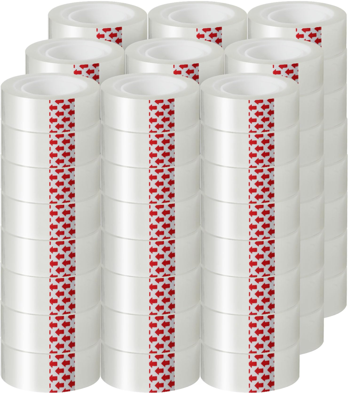 Gibibu 72 Rolls Transparent Tape Refills, Clear Tape Dispenser Refill Rolls, Glossy Gift Wrap Tapes For Office, School, Home, 3/