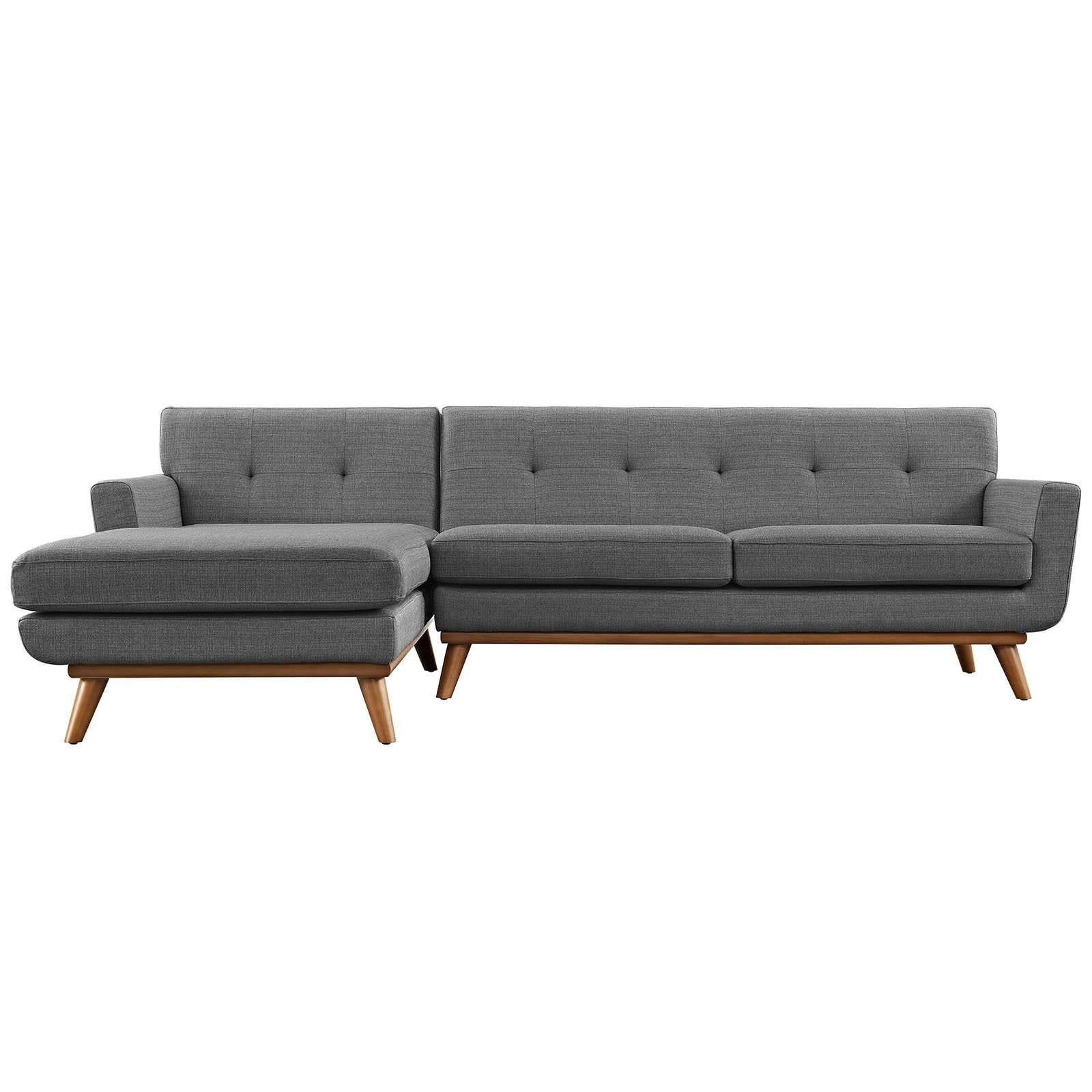 Modway Engage Mid-Century Modern Upholstered Fabric Left-Facing Sectional Sofa In Gray