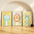 SoulAbiti Dapper Safari set of 3 Framed Wall Print 12x18 inch Light Brown Frame PlexiGlass Kids Nursery Art ready to hang for l