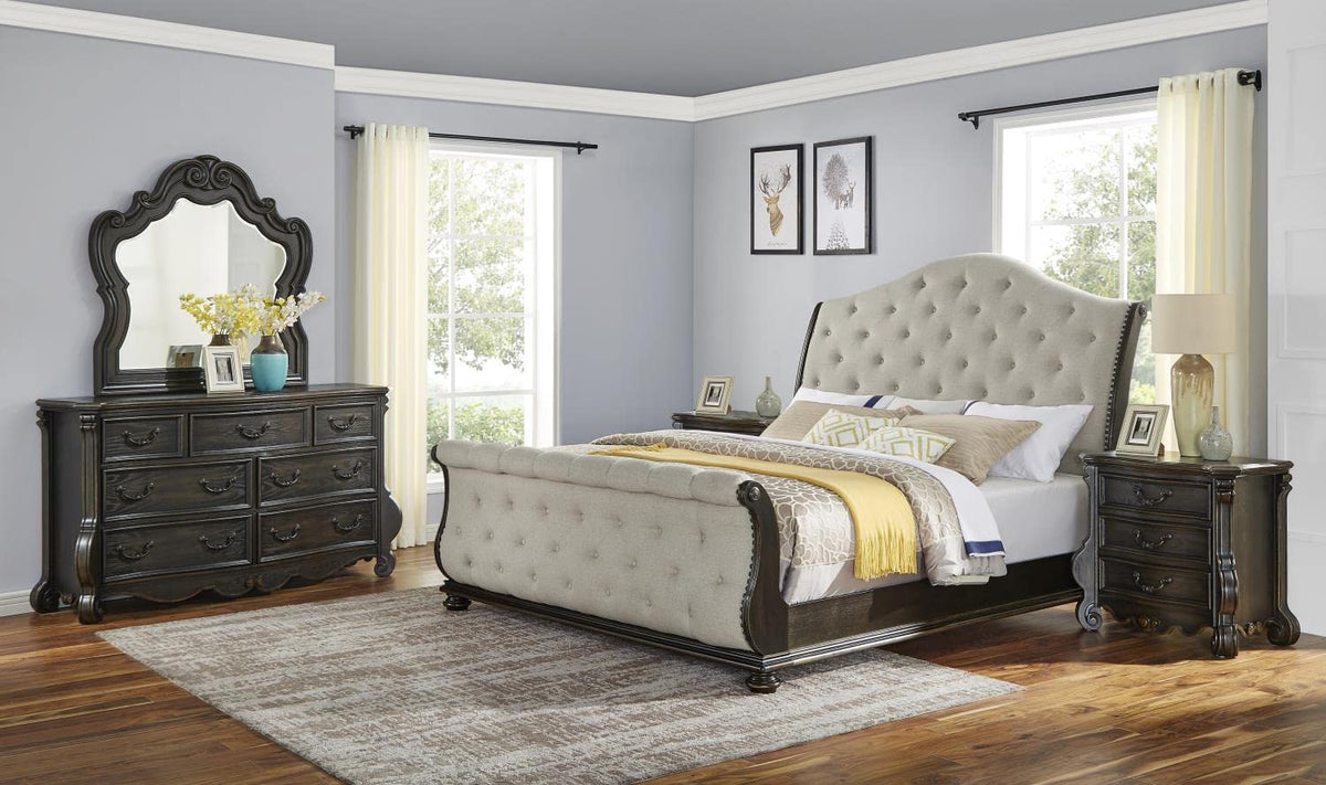 Steve Silver Rhapsody Multi-Step Molasses King Wood 5-Piece Sleigh Bedroom Set