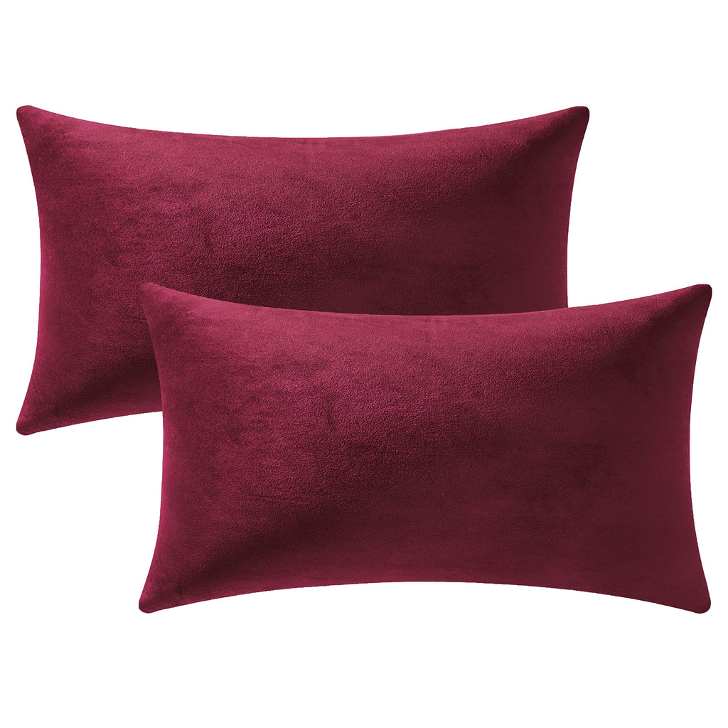 Dezene Throw Pillow Covers 22X22 Burgundy: 2 Pack Cozy Soft Velvet Square Decorative Pillow Cases For Farmhouse Home Decor