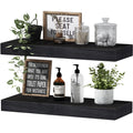Qeeig Floating Shelves For Wall Bathroom Shelf Bedroom Kitchen Farmhouse Small Book Shelf 16 Inch Set Of 2, Black (015-B2)