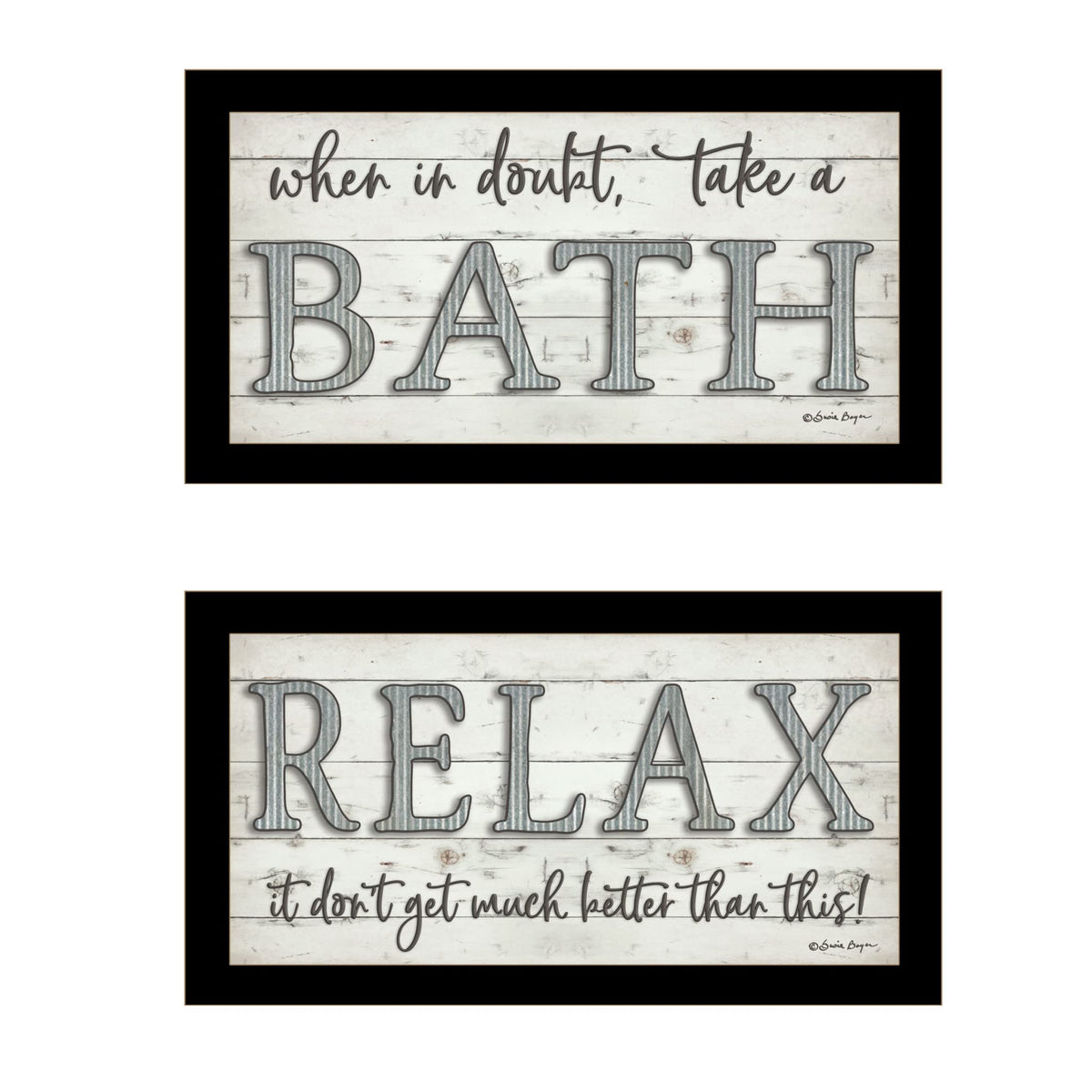 Set Of Two Bath Relax 3 Black Framed Print Bathroom Wall Art