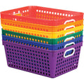 Really Good Stuff Plastic Storage Baskets with Handles, 13    x 10   , Rainbow Colors 6 pk, Bins for Books & Supplies, Organize 