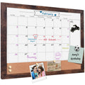 Toraso Whiteboard Calendar & Bulletin Board,Small Combination Dry Erase White Board,13' X 17',Walnut Brown Frame Calendar/Cork