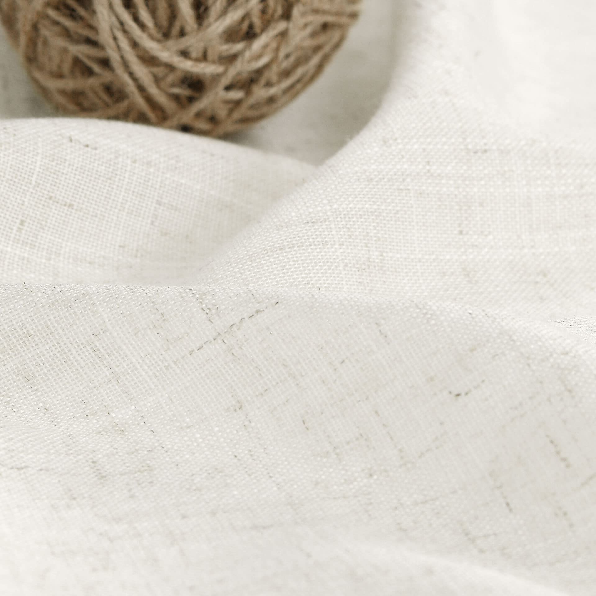 Nanspring Linen Cafe Curtains 30 Inch Length Light Filtering Semi Sheer Mini Curtains For Small Window Basement Bathroom Natural