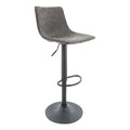 LeisureMod Tilbury Modern Adjustable Height Bar Stool Kitchen Island Stools with Footrest & 360-Degree Swivel (Grey)