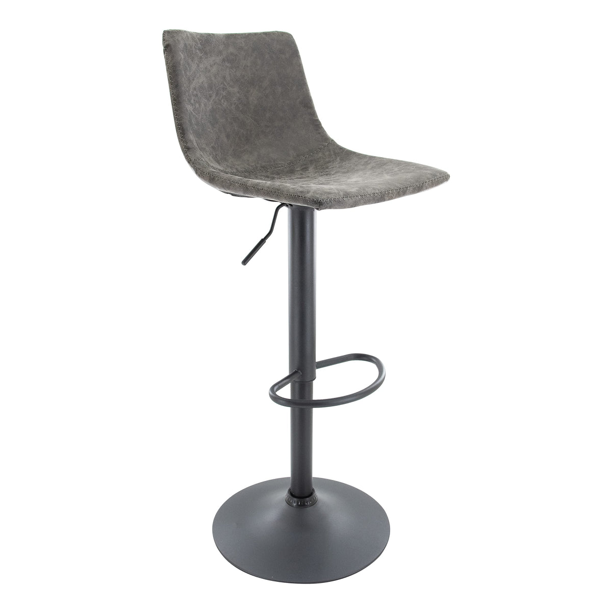 Leisuremod Tilbury Modern Adjustable Height Bar Stool Kitchen Island Stools With Footrest & 360-Degree Swivel (Grey)