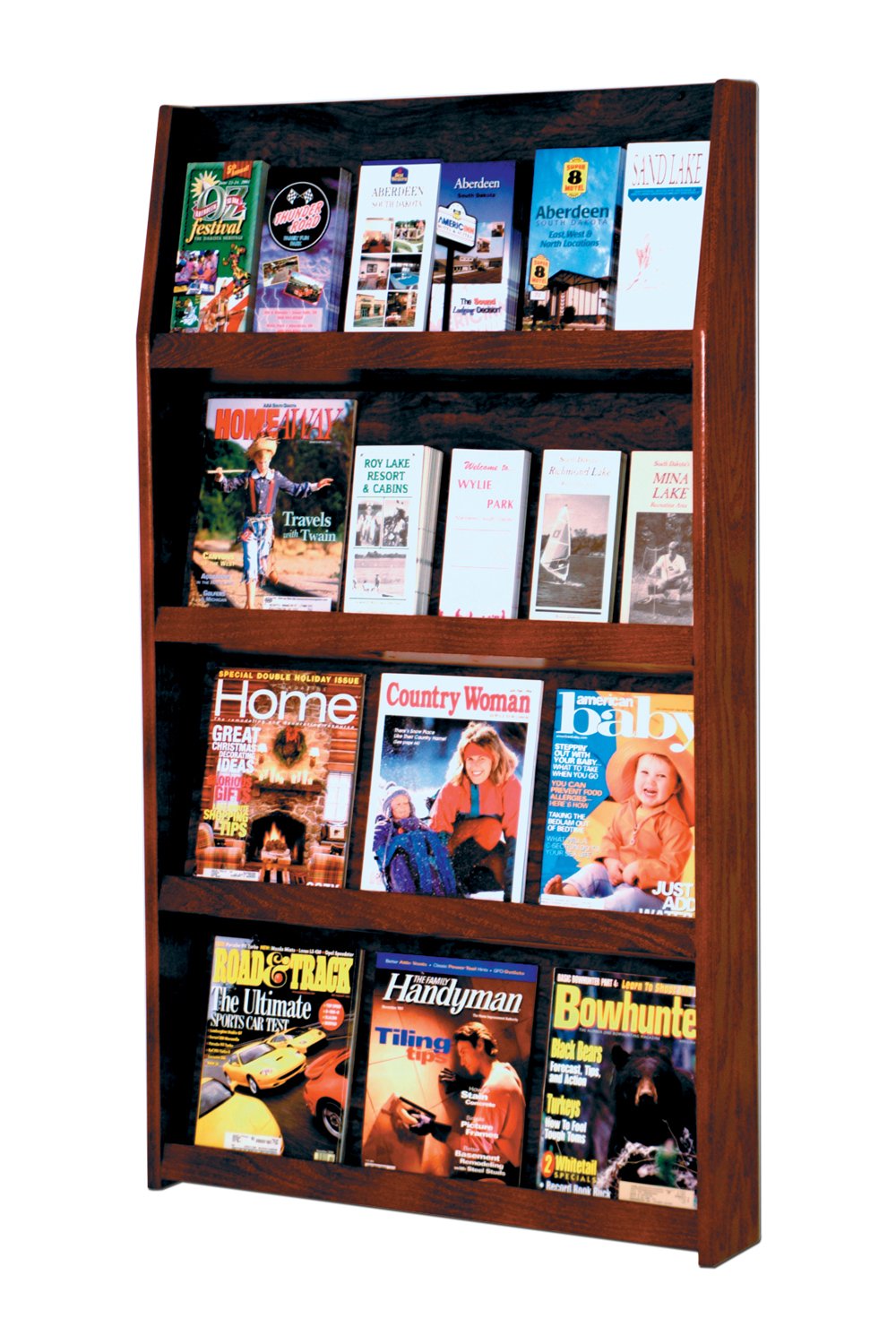 Wooden Mallet Twelve Magazine And Twenty Four Brochure Wall Display With Optional Floor Stand Ld49-24Lo / Ld49-24Mh / Ld49-24Mo Wood Finish: Dark Red Mahogany