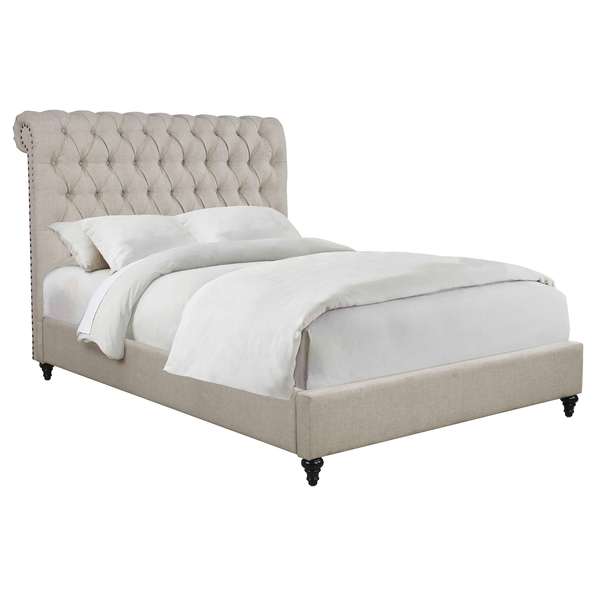 Coaster Home Furnishings Devon Upholstered Queen Panel Bed Beige